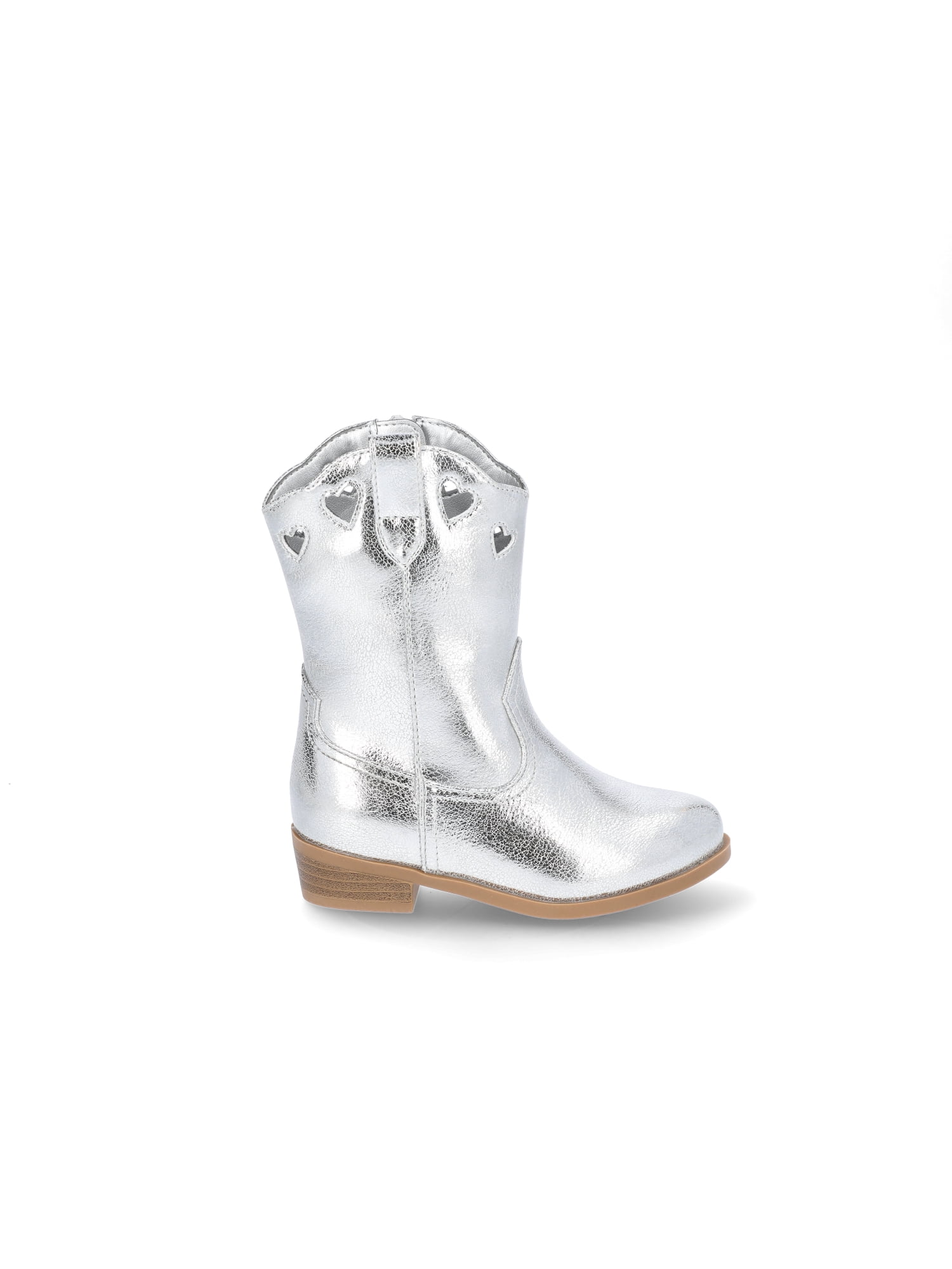 Wonder Nation Little Girls and Big Girls Metallic Heart Cowgirl Western Boot