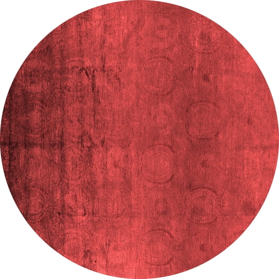 Ahgly Company Indoor Round Oriental Red Industrial Area Rugs, 4' Round