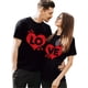 thumbnail image 1 of Valentine's Day Love Print Cotton T-Shirt for Couples - Matching Short Sleeve Round Neck Tops, Casual His & Hers Graphic Tee Set, Blouse, Outfits, 100% Cotton Tee For Adult, WOMEN, WoWOMEN, Teen, Tee, 1 of 8