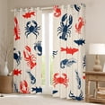 thumbnail image 2 of YST Rideaux Animaux Marins 38"L X 54"H Crabe Homard Rideaux Occultants pour Adolescents Garçons Requin Poisson Crevette Fond Rétro Rideaux & Draperies Bleu Rouge Vie Océan Rideaux de Fenêtre, 2 of 5