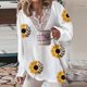 thumbnail image 2 of Mujeres Sexy Otoño Encaje Costura Crop Workout Manga larga Oversize Vintage V-Cuello Casual Blusa Tops Fridja  fksj2543, 2 of 3