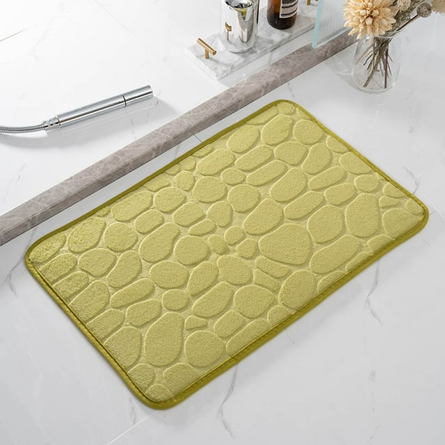 1pc Foam Bath Rug Embossed Bathroom Mat Water Absorbent And Washable Bath Rugs Non-Slip Thick Soft And Comfortable Carpet For Show