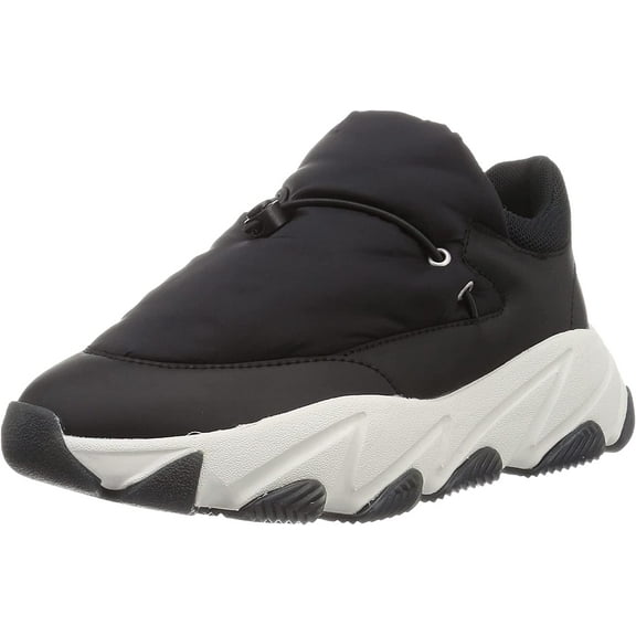 Ash Eko Black Front Lace Up Puffy Drawcord Round Toe Platform Fashion Sneakers (Black, 5)