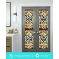 thumbnail image 5 of Window Privacy Film Yellow Blue Boho Stained Glass Window Film Decorative Sun Block Window Cover Vintage Abstract Flowers Ethnic Window Clings Static Adhesive Sticker for Bathroom 29.5"x118", 5 of 6