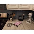 thumbnail image 3 of Watercolor Pink Flowers Grey Stripes Oven Mitt, 3 of 7