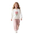 thumbnail image 3 of Hudaneo Girls Cute 2 Piece Applique Top and Floral Pattern Pants Set, White 4-5 Years, 3 of 9