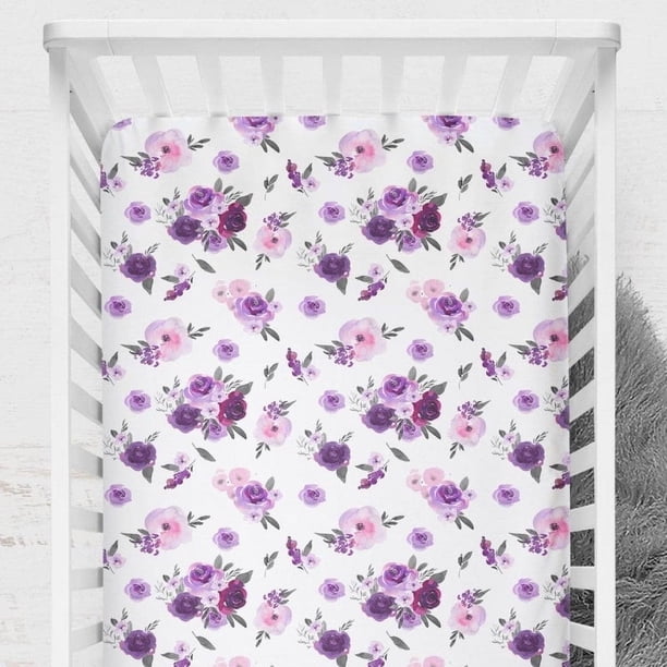 Juego de Cama de Cuna Floral Púrpura