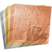 Paxcoo 300 Gold Leaf Sheets for Resin, Gold Foil Flakes Metallic Leaf for Resin Jewelry Making, Nail Art, Slime, and Gilding Crafts (Gold, Silver, Rose Gold Color 5.5 by 5.5 Inches)