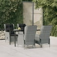 thumbnail image 1 of vidaXL 5 Piece Garden Dining Set Light Grey Poly Rattan, 1 of 5