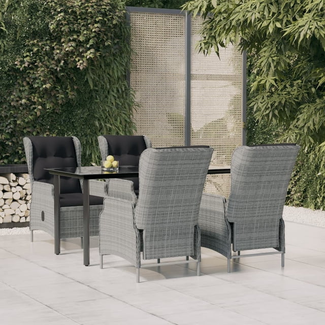 vidaXL Ensemble de Salle à Manger de Jardin 5 Pcs en Rotin Poly Gris Clair