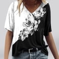 thumbnail image 1 of Fiudx Ofertas y Liquidaciones Camisetas Holgadas de Manga Corta con Cuello En V Informales con Estampado de Moda para Mujer, 1 of 4
