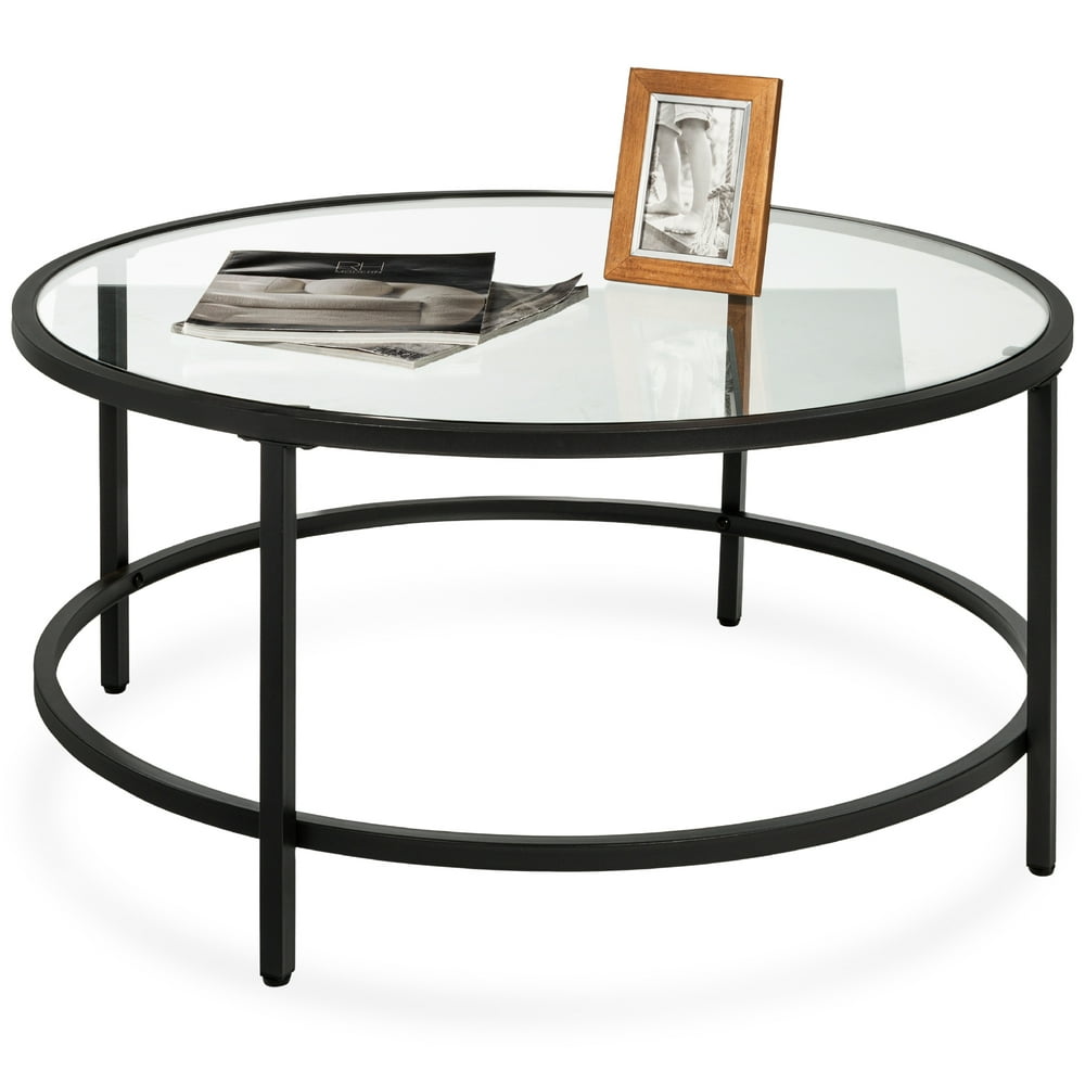 Best Choice Products 36in Round Tempered Glass Coffee Table for Home