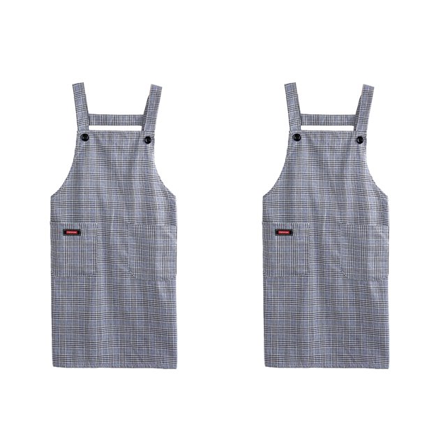 2 piezas de delantal de poliéster para el hogar, cocina, moda a cuadros, verano, cocina, transpirable, nuevo mono de cintura fino para mujer