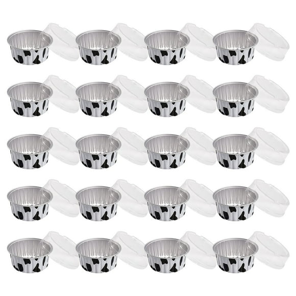 20-Pack Reusable Aluminum Foil Baking Cups with Lids for Baking, Grilling, and Steaming - 125ml Round Foil Pans for Cakes, Puddings, and Snacks
