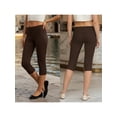 thumbnail image 2 of Pantalones capri de mujer de tiro bajo con cintura plegable, color liso, corte ajustado y estilo cropped., 2 of 9