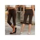 thumbnail image 2 of Pantalones capri de mujer de tiro bajo con cintura plegable, color liso, corte ajustado y estilo cropped., 2 of 9