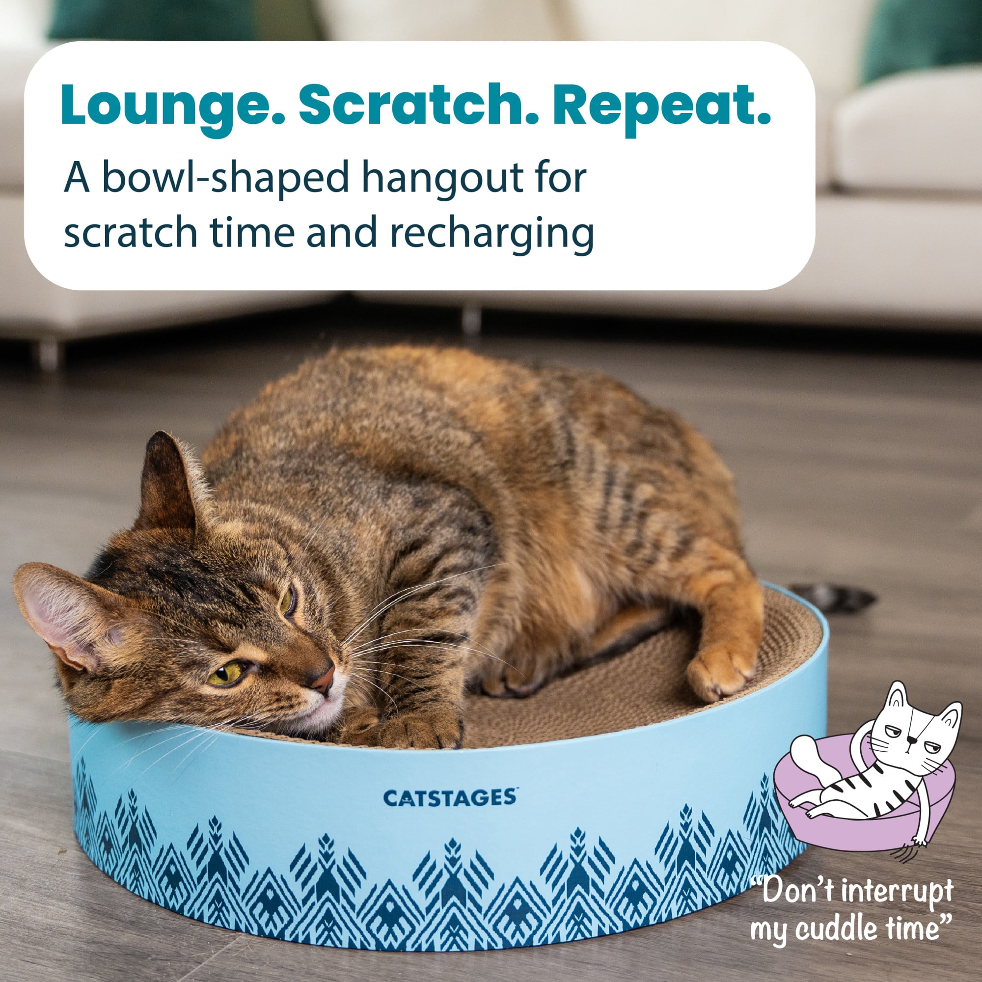 (3 pack) Catstages Scratch & Snuggle Cat Scratcher Bowl Blue