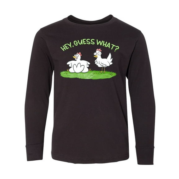 Inktastic Hey, Guess What? Chicken Butt Long Sleeve Youth T-Shirt