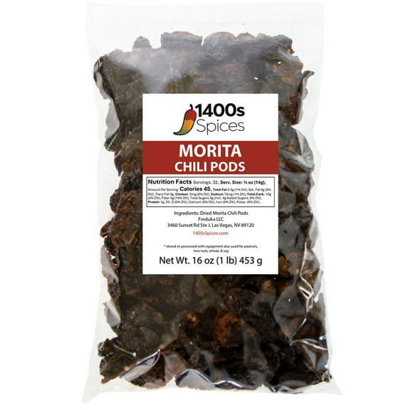 1lb Morita Chipotle Dried Whole Chile Peppers by 1400s Spices