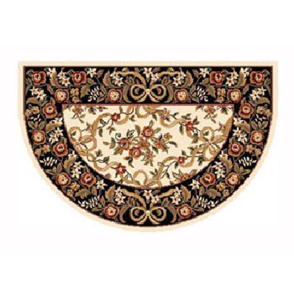 46'' x 31'' Ivory & Black Floral Hearth Rug