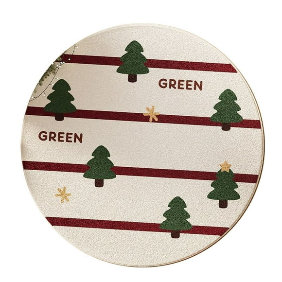 Christmas Decorations-Christmas Carpet Round Cartoon Carpet Home Decoration Christmas Tree Carpet Soft White Carpet Suitable for Christmas Decoration