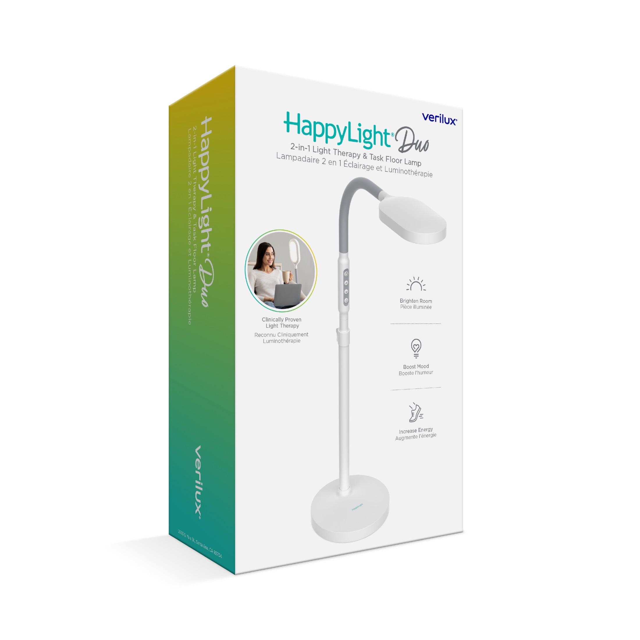 Verilux HappyLight Duo 2-in-1 Light Therapy & Floor Lamp White (VT39WW1)