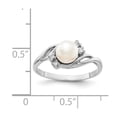thumbnail image 5 of Solid 14k White Gold 6mm Freshwater Cultured Pearl Diamond Ring Band Size 8.5 (.048 cttw.), 5 of 6