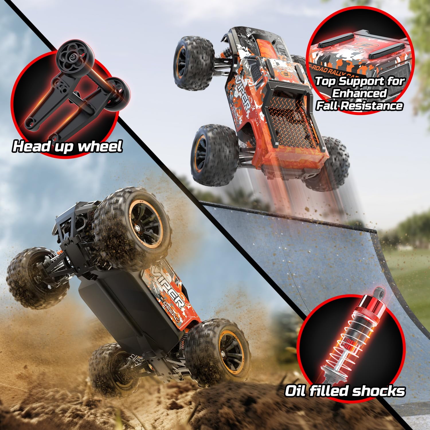 DEERC H16R Brushless Fast RC Cars,1:16 52KM/H High Speed Remote