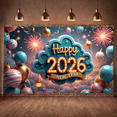 thumbnail image 6 of Colorful Happy New Year Banner Sparkling New Year Display Golden Decorations Fireworks Elements 2026 Backdrop for New Year Party Holiday Celebration Home Decoration, 6 of 9