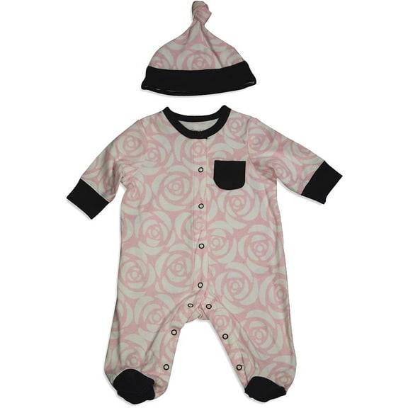 Offspring Baby Girls Coveralls Pajamas Infant Female Footed Sleepers with Hat Pink 0M