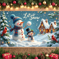 thumbnail image 6 of Snowman Let it Snow Banner Snowflake Winter Backdrop Plaid Scarf Red Cardinal Christmas Background for Winter Party Christmas Celebration Home Decor, 6 of 9