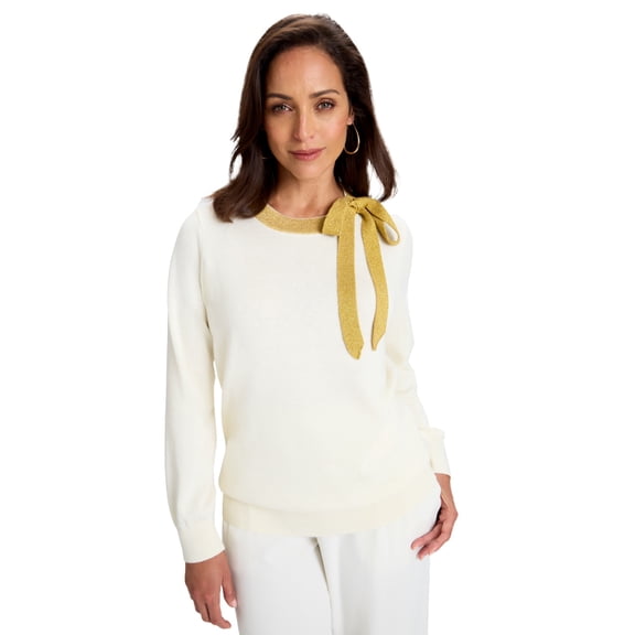Jessica London Women's Plus Size Tie-Neck Sweater