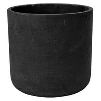 Planter Black Washed Fiberstone indoor and outdoor Flower Pot 7"H x 7"W - by