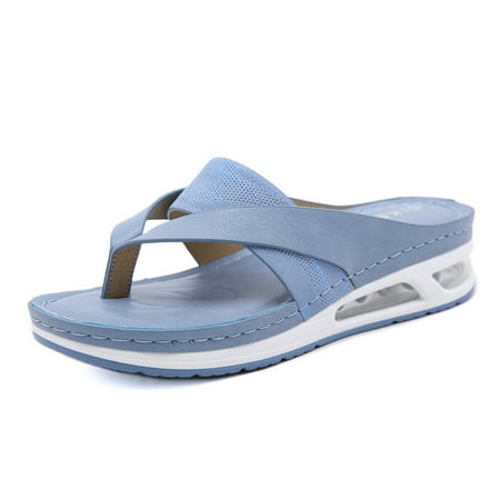 Womens Sandals Flip Flops for Women with Arch Support Summer Casual Wedge Thong Shoes Comfortable Platform Walk Sandal A6