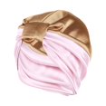 thumbnail image 2 of 1PC Women Imitation Silk Double-layer Night Cap Cross Twisted Hair Cap Headgear, 2 of 3