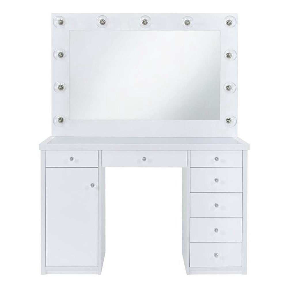 Picket House Furnishings Adeline 2-Piece Transitional Glass Vanity Set in White