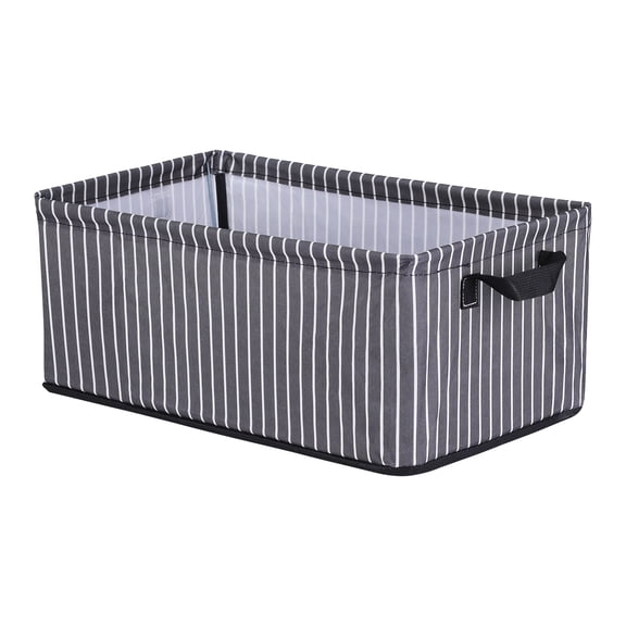 Unique Bargains Storage Bin with Handles 1 Pack Foldable Black