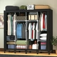 thumbnail image 2 of Non-Woven Wardrobe, No Tools Required, Large Capacity, Easy Assembly, Movable, Storage Rack, Waterproof, Dustproof, Stain Resistant, Black, 67.7 x 172 cm (Black, X-Large), 2 of 16