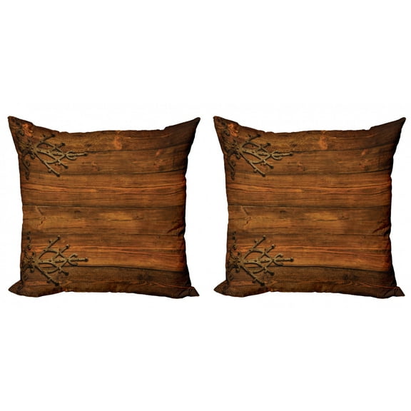 Ambesonne Antique Throw Pillow Cover 2 Pack, Gothic Style Ornaments, 18", Dark Rosewood
