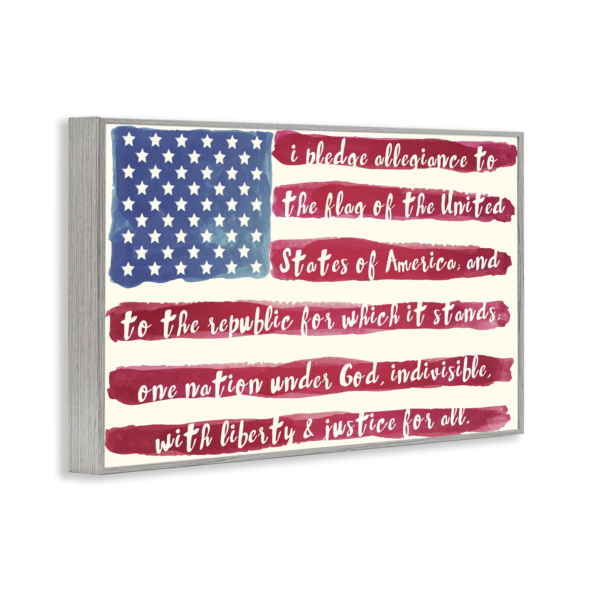 Stupell Industries Pledge Of Allegiance Flag Stripes Gray Framed Giclee Art, design by Sophie 6