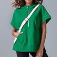 thumbnail image 3 of UYISJ Womens Short Sleeve Tops Oversized Half Zip V Neck Hoodies T Shirts Casual Sweatshirts Solid Color Loose Fit Blouse with Pockets, 3 of 6