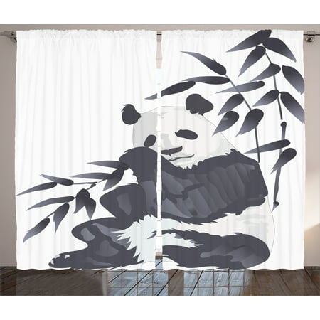 White Curtains black and white curtains walmart : Animal Curtains 2 Panels Set, Giant Panda Bear Sitting in Zoo ...