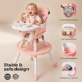 thumbnail image 5 of HARPPA High Chair for Baby Girl, 8-in-1 Convertible Feeding Chair for Babies and Toddlers, Pink, 5 of 10