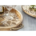 thumbnail image 2 of GG Collection  24.5 x 4.5 x 24 in. Mango Wood with Laser & Metal Inlay Leaf Design Tabletop Lazy Susan - Brown, 2 of 2