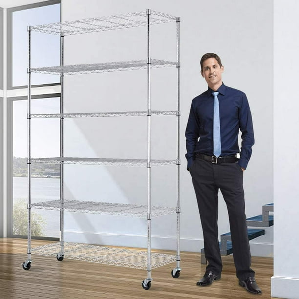 6 Tier Layer Wire Shelving Unit Heavy Duty Adjustable Storage Shelves
