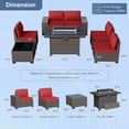 thumbnail image 2 of Kullavik Ensemble de Canapé Sectionnel pour Patio 7 Pcs, Ensemble de Conversation en Rotin PE pour Patio avec Table à Foyer au Gaz de 43 Po, Mobilier d'Extérieur avec Foyer au Propane de 55 000 BTU, Rouge, 2 of 6