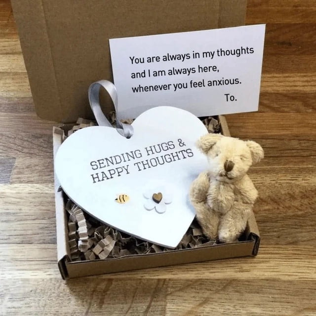 Osito de peluche de bolsillo con forma de corazón de madera, regalo para abrazar