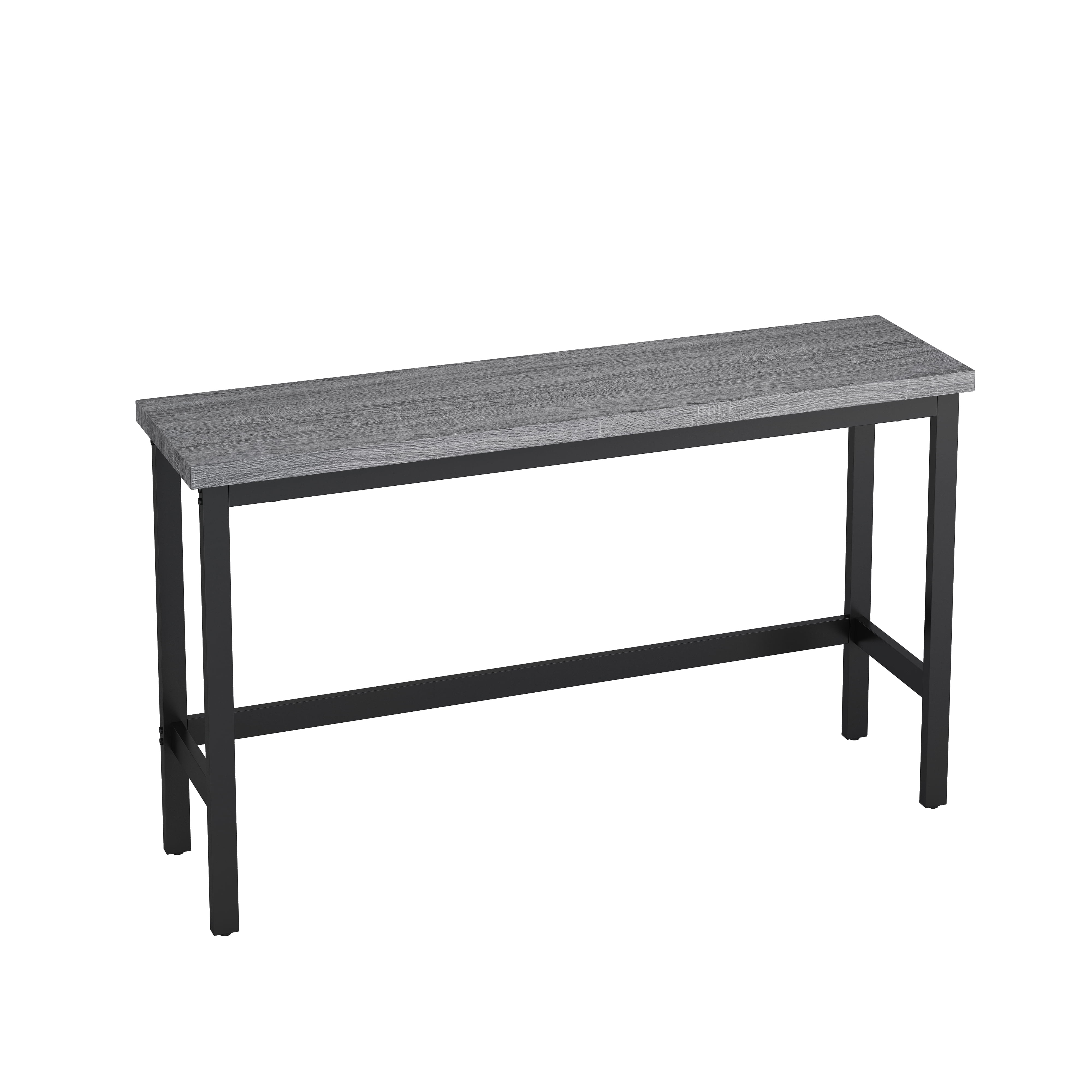 BSHTI 60.24" MDF Dining Room Table Set with Metal Frame, 3 Stools, Space-Saving Design for Kitchen Dining Room(Gray）