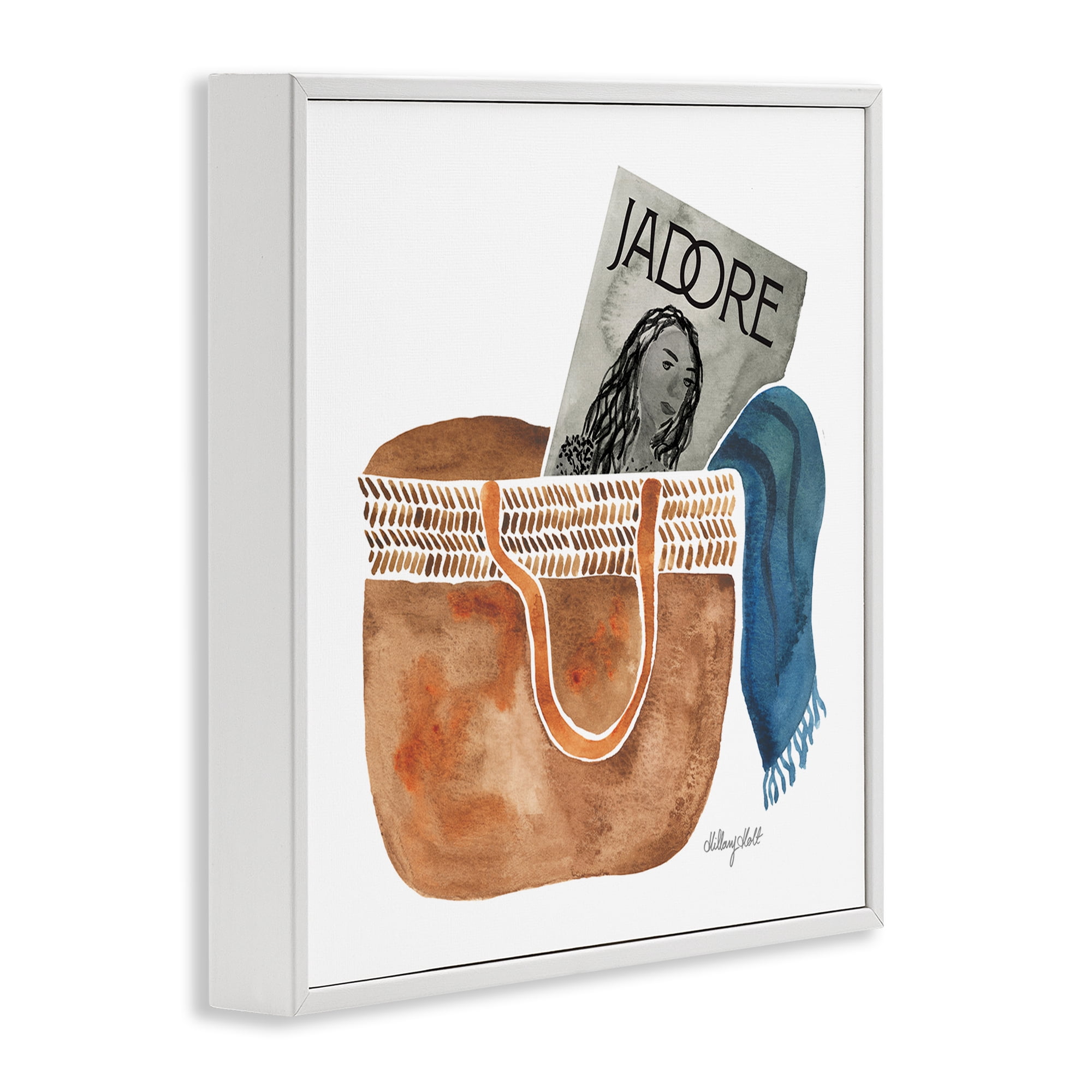 Stupell Industries Tote & Fashion Magazine White Framed Giclee Art, design by Hillary Holt