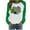 Green, variant on Ichuanyi Womens Tops, Summer Fashion Women's Spring Patchwork St. Patrick's Day Printed Long Sleeves Round Neck Casual Tee Tops